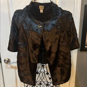 Chico's Dark Brown Faux Fur Cape